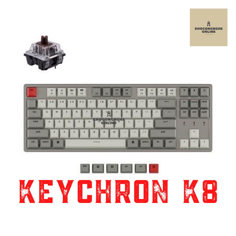 [Mã 33ELSALE hoàn 7% đơn 300K] Bàn Phím Cơ Không Dây Keychron K8 HotSwap - Không Led | Keychron Switch