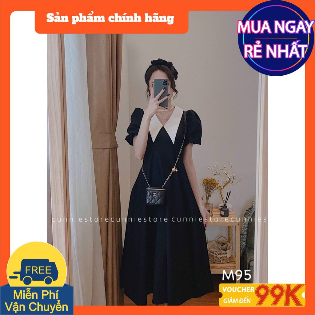 [CÓ SẴN] Đầm nữ cổ sơ mi dáng dài tay phồng màu xanh BIGSIZE 60-90kg bigsize đẹp xinh dự tiệc đầm trắng giá rẻ size lớn