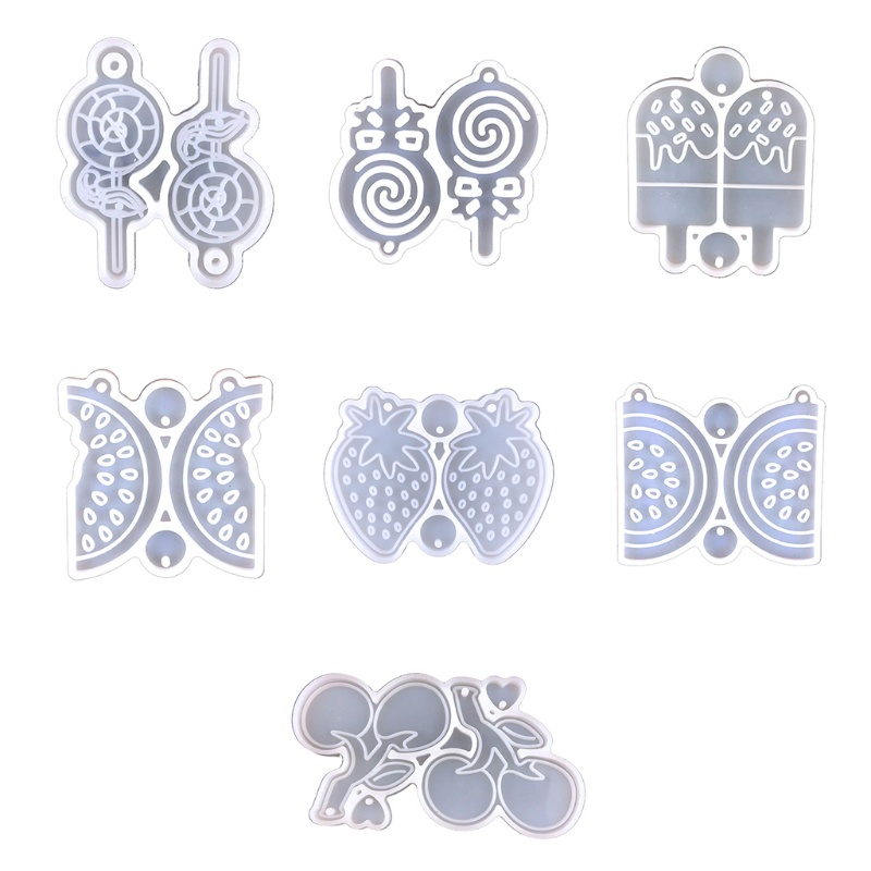 Khuôn Làm Mặt Vòng cổ / Móc Khóa Hình Kẹo Mút / Trái Cây Bằng Nhựa Resin DIY