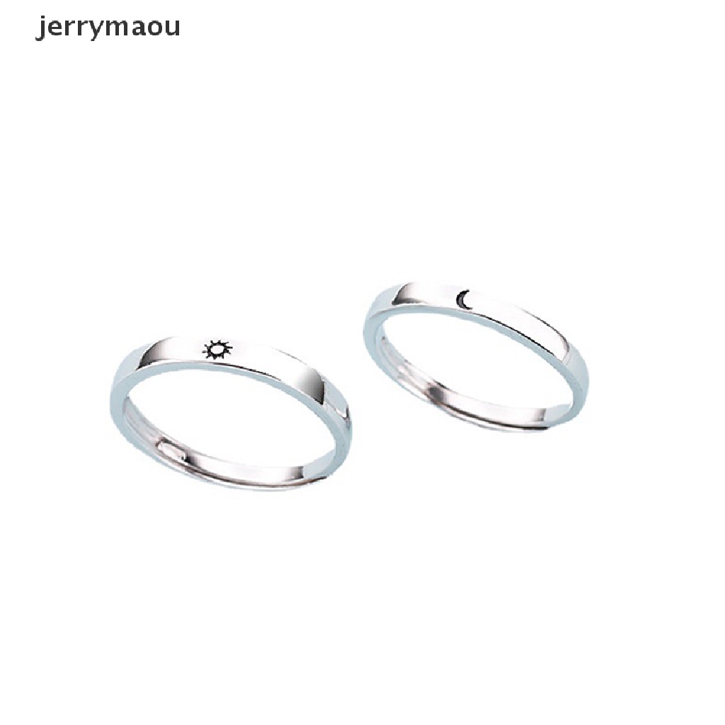 Set 2 nhẫn kiểu mặt trời mặt trăng điều chỉnh được thời trang dành cho cặp đôi (có bán lẻ)