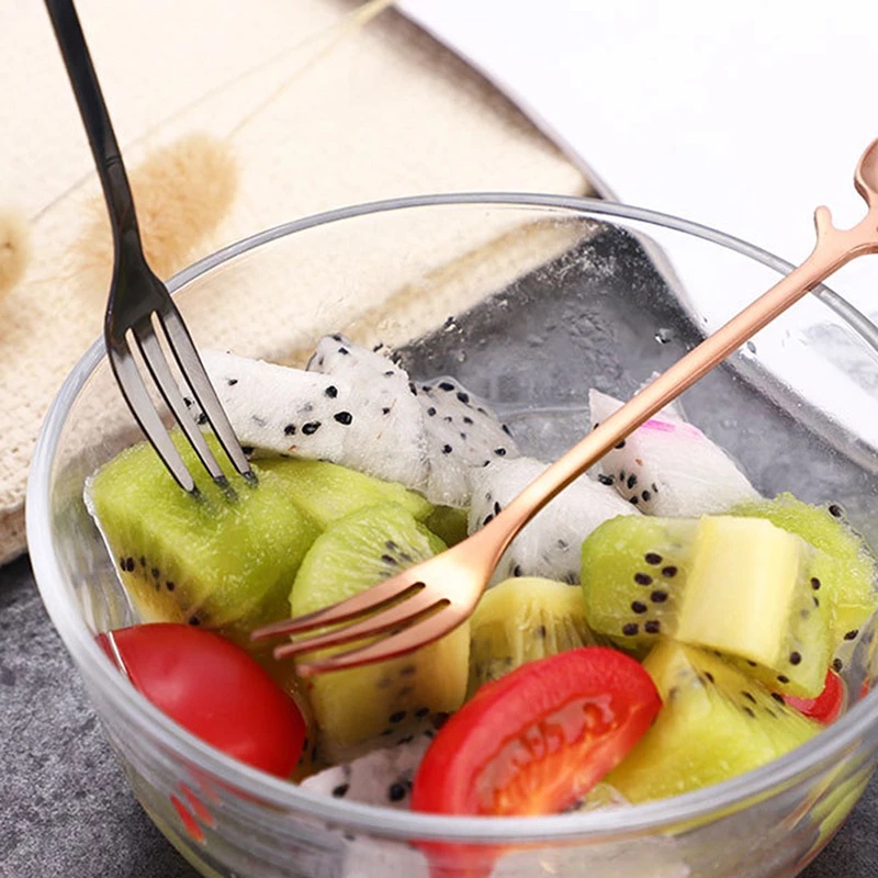 Bộ Muỗng Nĩa Ăn Tráng Miệng Bằng Thép Không Gỉ Hình Chiếc Lá Phong Cách Phương Tây