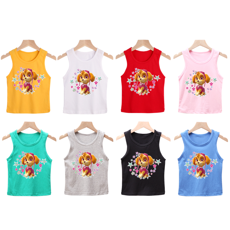 PAW PATROL Áo Tank Top Chất Cotton Hoạ Tiết Hoạt Hình 8 Màu Xxready 0-140cm