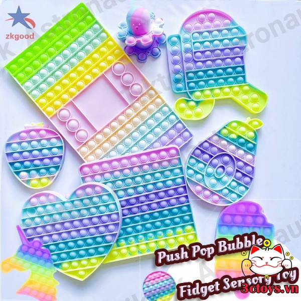 Đồ chơi ấn bong bóng màu Macaron rainbow vui nhộn /Hình tròn Màu sắc cầu vồng Thần tài Board Game Việt Hóa Pop It Fidget toy giá rẻ Đồ Chơi Bóp Bóng Cầm Tay Giúp Giảm Căng Thẳng Hiệu Quả TIKTOK