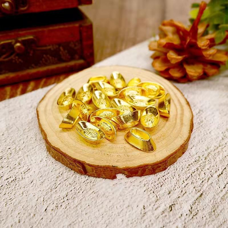 Combo 10 thỏi vàng Thần Tài kim loại size nhí 11x5x4mm