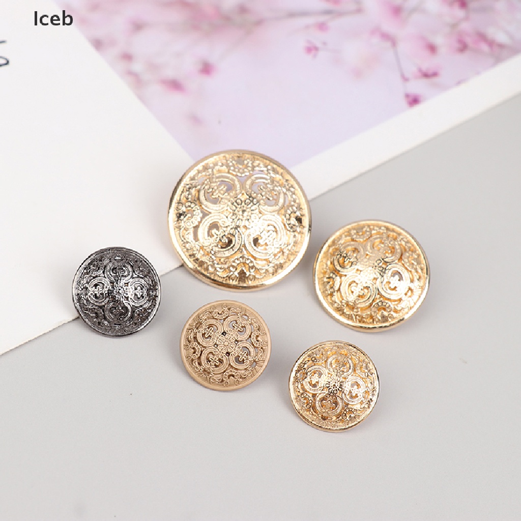 Ic Bộ 10 Nút Áo Khoác Blazer Bằng Kim Loại Khắc Họa Tiết Rỗng Cho Sổ Tay Áo Khoác