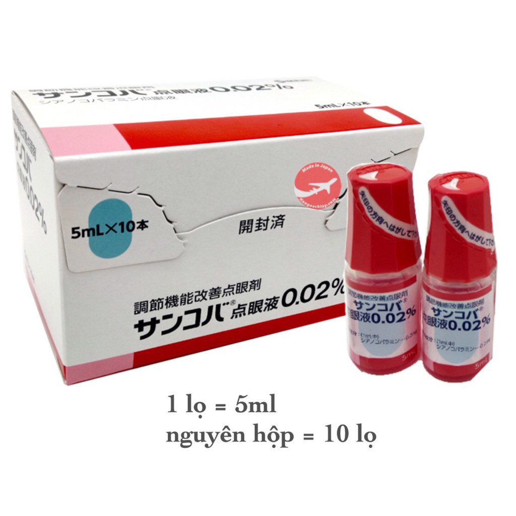 [Nguyên hộp] 10 chai Nước nhỏ mắt Sancoba 0.02% 5ml Nhật Bản - Hỗ trợ người cận thị