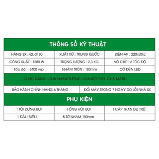 MÁY CHÀ NHÁM TƯỜNG QL 3180