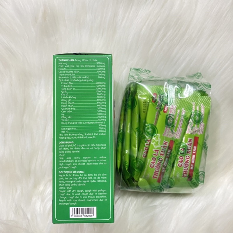 CAO LÁ THƯỜNG XUÂN hộp 20 gói x 10ml - Bổ phế, hỗ trợ giảm các biểu hiện tăng tiết đờm, ho, đau rát họng, khản tiếng