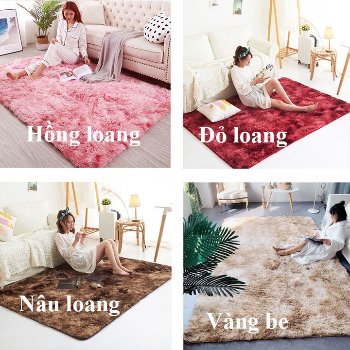 Thảm loang trải sàn 1m6x2m Mềm Mịn màu sang trọng (Được lựa mẫu)