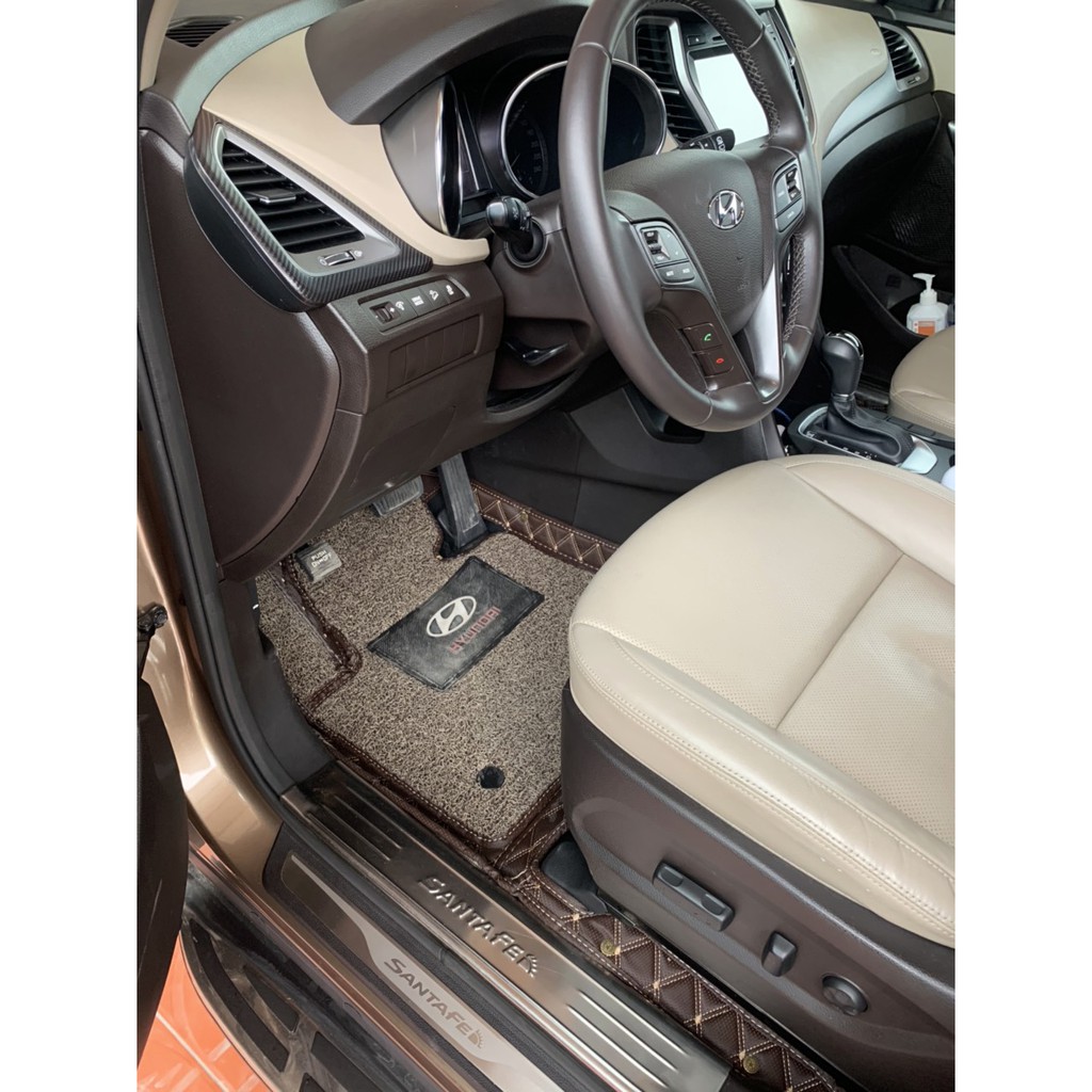 Thảm lót sàn ô tô 6D Hyundai Santafe 2014-2018 da PU cao cấp, không mùi, giảm 20% tiếng ồn