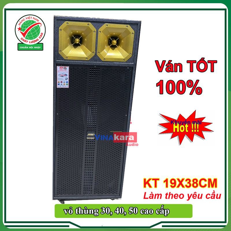 Loa kéo 3 tấc đôi, Vỏ thùng loa kéo 3 tấc đôi, kiểu đứng , mạch 19x38, làm theo yêu cầu, ván chất lượng