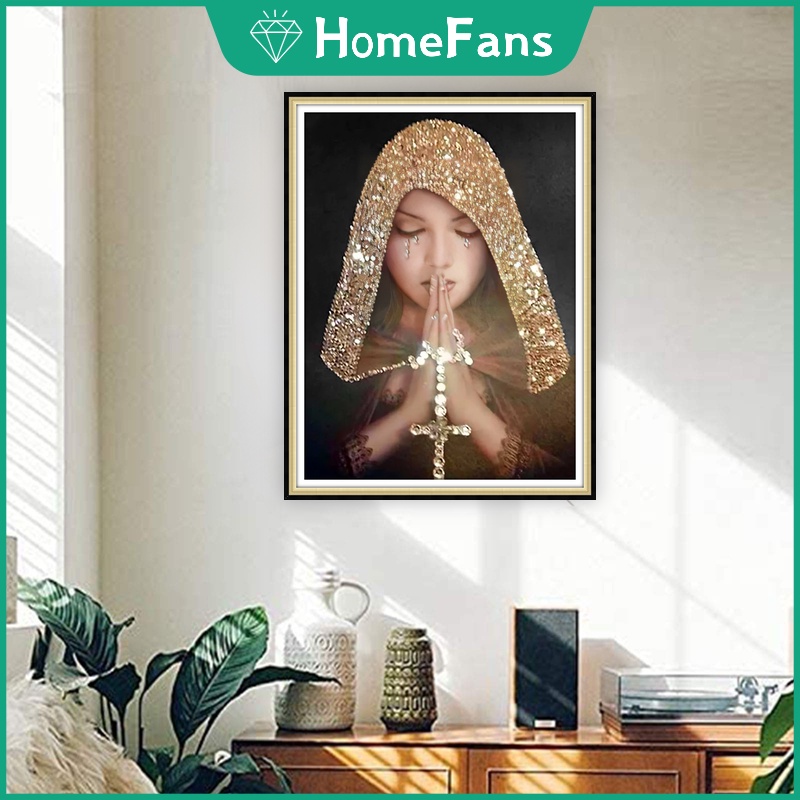 Bộ Tranh Đính Đá 5D Tự Làm Hình Mary 5D Cỡ Lớn 50x70cm Trang Trí Nhà Cửa