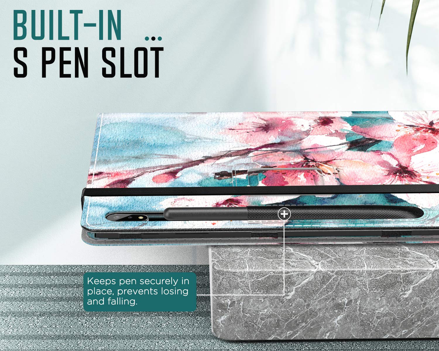 Bao Da Nắp Gập Siêu Mỏng Họa Tiết Hoa Đào Cho Samsung Galaxy Tab S7 11 "2020 Sm-T870 / Sm-T875 | BigBuy360 - bigbuy360.vn