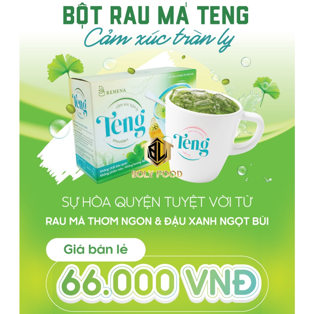 Bột Rau Má Đậu Xanh Teng - Sinh tố rau má đậu xanh lành cơ thể, cảm xúc tràn ly - Bolyfood