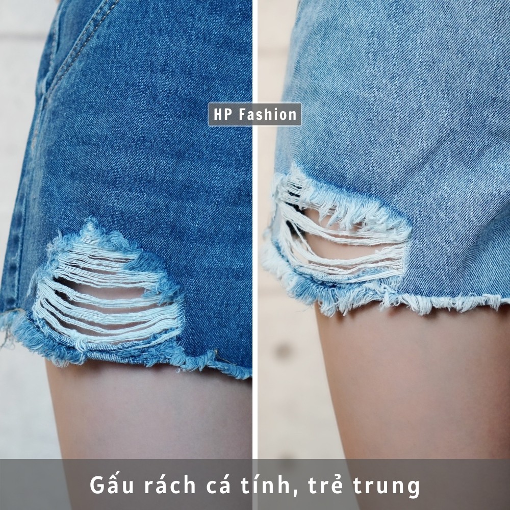 Quần short jean nữ ❤️ Quần đùi nữ rách lưng cao - QJ22