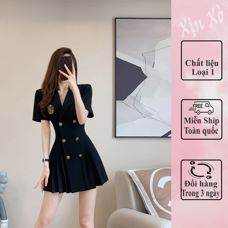 Đầm Vest Xếp Ly Dáng Ngắn Thời Trang Công Sở Mẫu Mới. XinXoShop