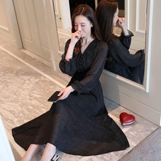 VÁY DÀI TAY CHẤM BI
