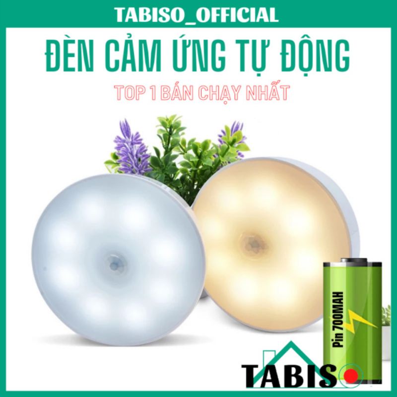 Đèn cảm ứng chuyển động TABISO,  Đèn Led dán tường cảm biến thông minh không dây dán tủ quần áo, cầu thang, phòng ngủ...