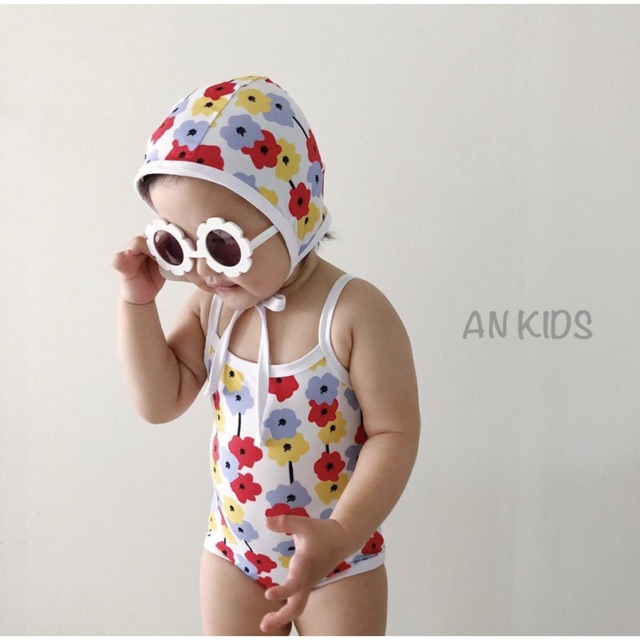 Set Bikini một mảnh hoa nhí cho bé gái xuất Hàn, màu sắc tươi sáng bé mặc siêu xinh