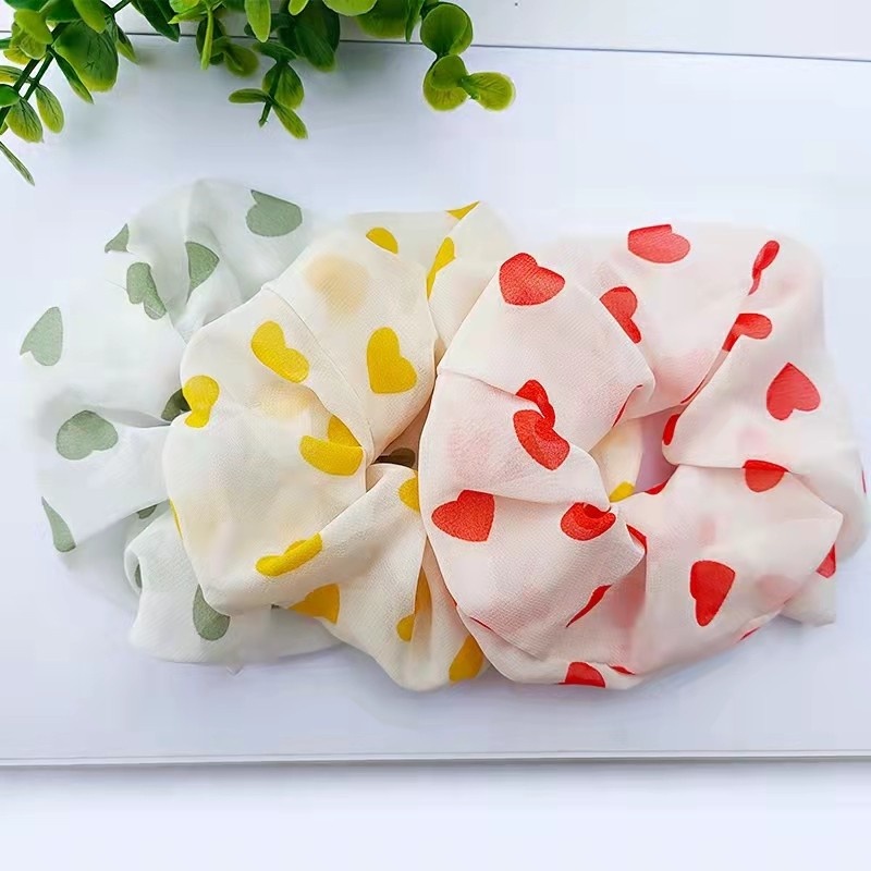 Dây Cột Tóc Bản Lớn In Họa Tiết Hoa / Heo Dễ Thương Phong Cách Nhật Hàn Cho Nữ