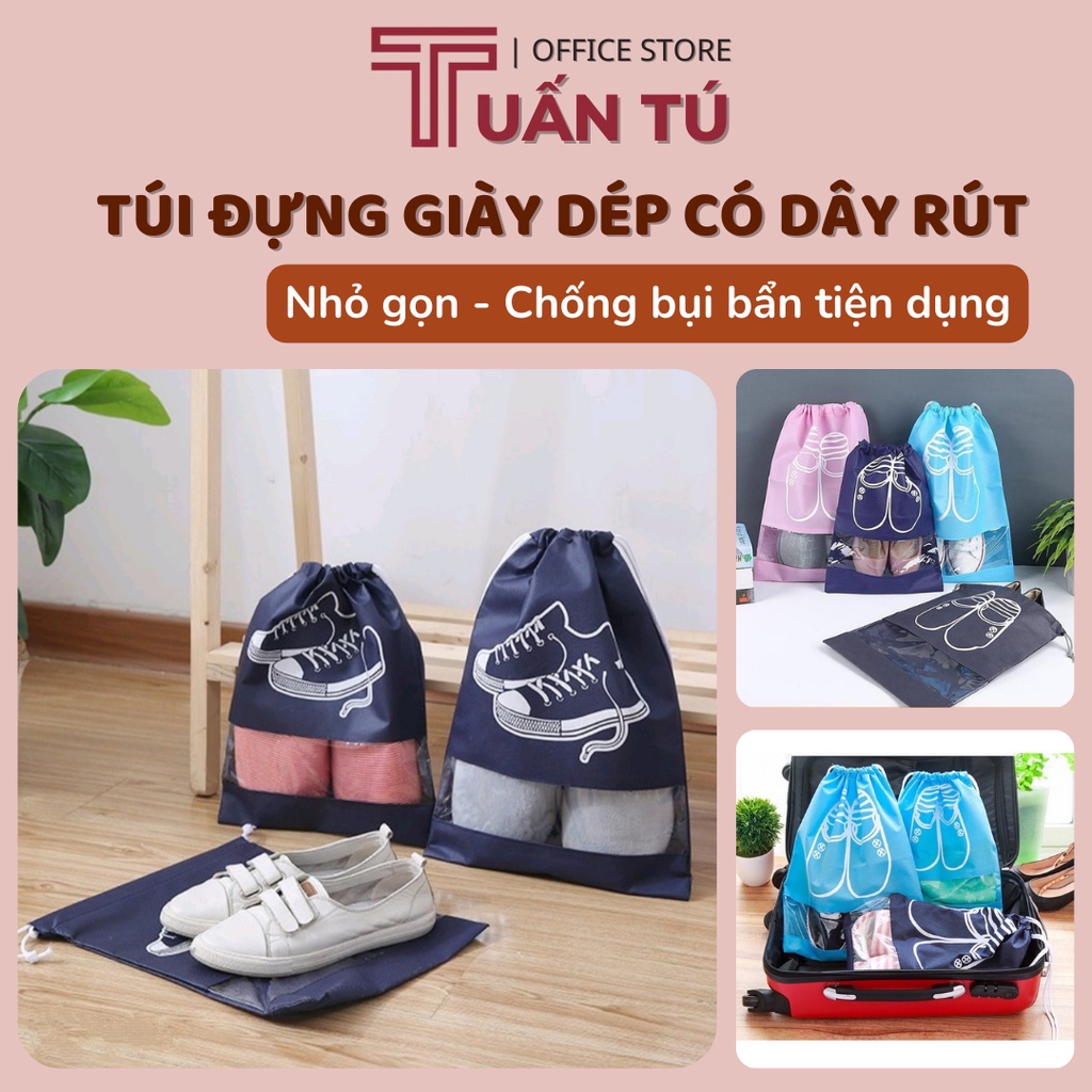 Túi đựng giày dép size to có dây rút hoạ tiết chống bụi bẩn tiện lợi khi trời mưa, đi du lịch -  Tuấn Tú Office Store