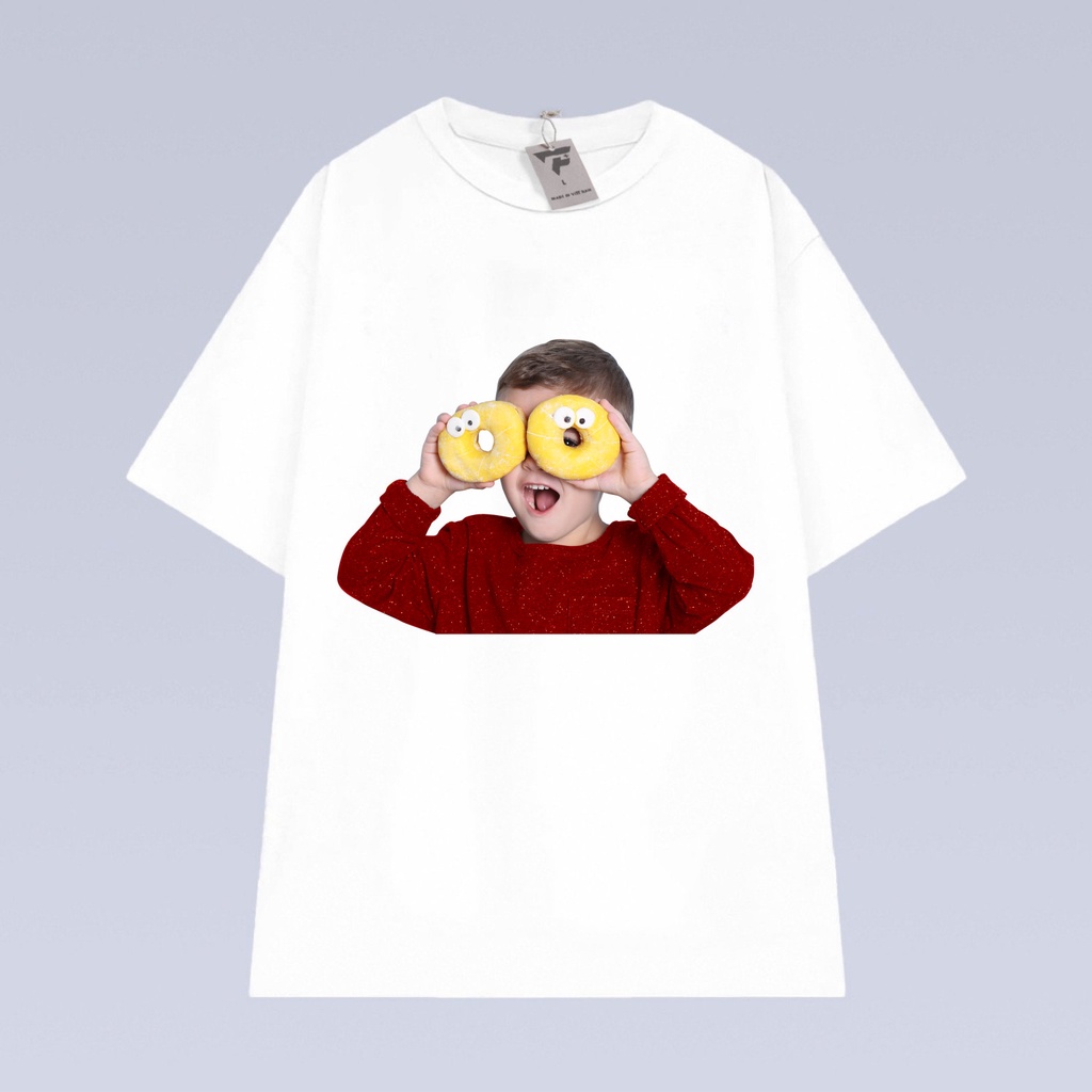 Áo thun unisex nam nữ in bánh donut form rộng áo 10 màu vải mát FPLUS FP137