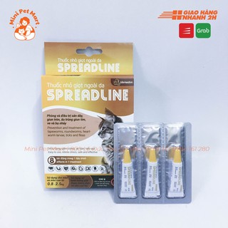 SPREADLINE 0,8 - 2,5kg - Thuốc nhỏ phòng và trị 8 loại ve, bọ chét, sán, giun, ấu trùng cho mèo (0.3ml)