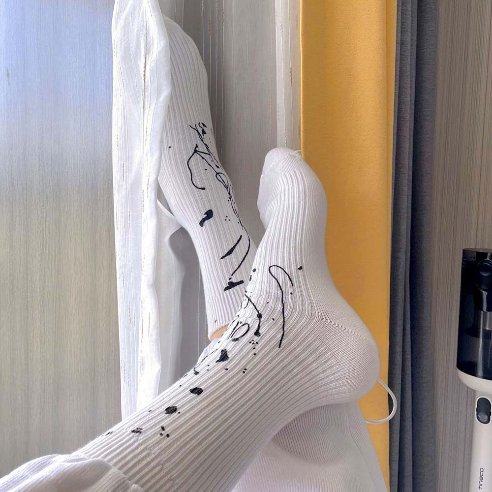 Vớ cotton cổ trung họa tiết kẻ sọc nhiều màu phong cách Harajuku thời trang cho nữ