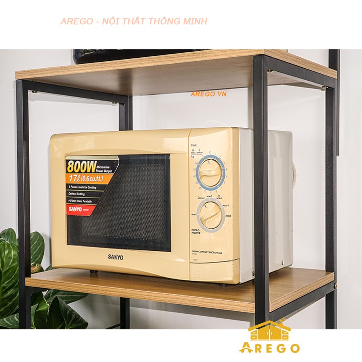 Kệ lò vi sóng, kệ nhà bếp 5 tầng AREGO khung sắt sơn tĩnh điện, mdf chất lượng, gia công tỉ mỉ