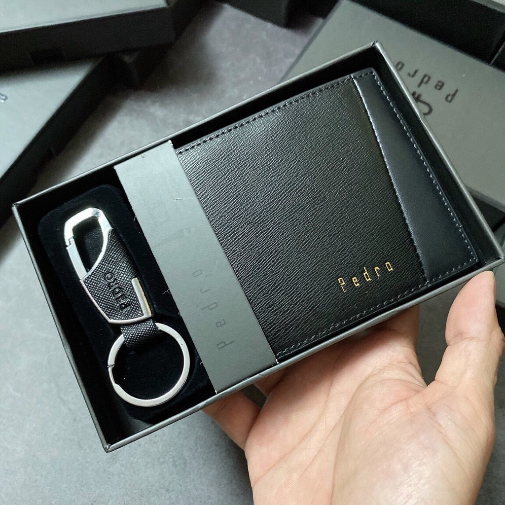 Set ví nam Pedro kèm móc khóa full box túi giấy
