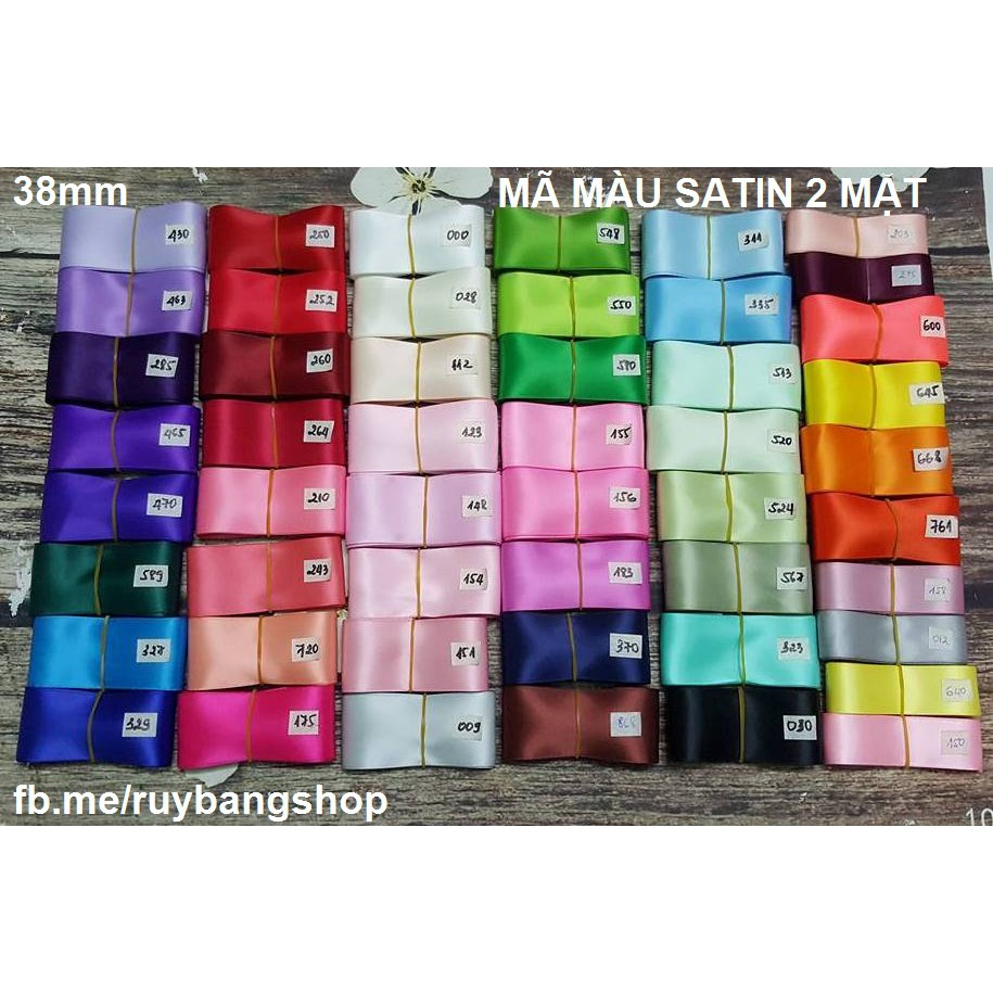 COMBO RUY BĂNG 2 MẶT - 15 màu mỗi màu 5m