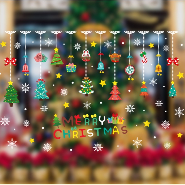 Decal trang trí Noel Hít Tĩnh Điện - Rèm thông cực xinh Noel