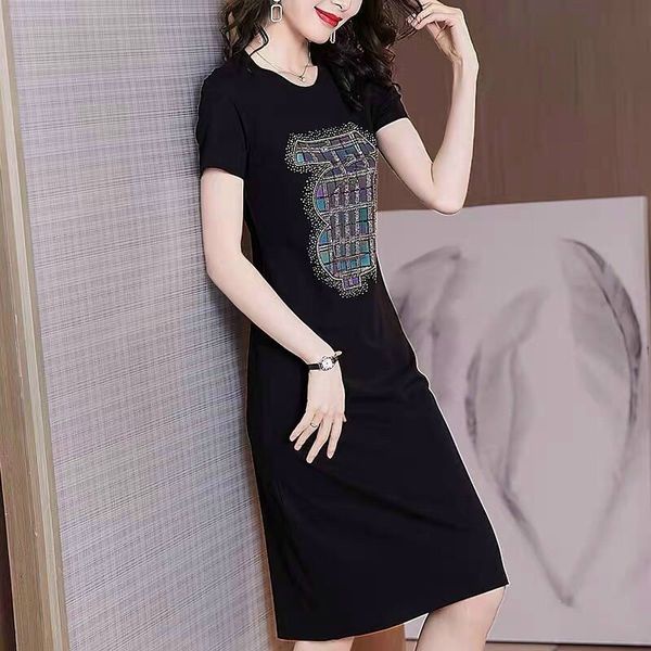 HÀNG QC - ĐẦM SUÔNG THUN ĐEN HỌA TIẾT ĐÍNH ĐÁ - ZBT185380