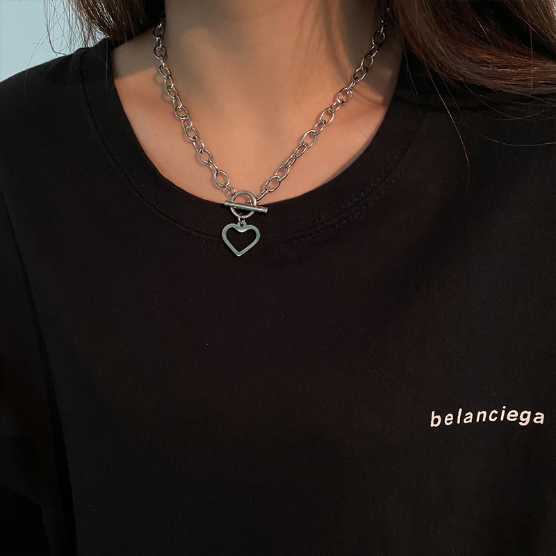 Vòng cổ choker thời trang mới sành điệu cho nữ, dây chuyền tim rổng bạc vàng