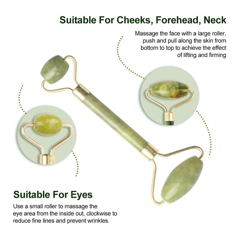 Thanh lăn/Tấm guasha SUAKE bằng đá ngọc bích massage mặt độc đáo