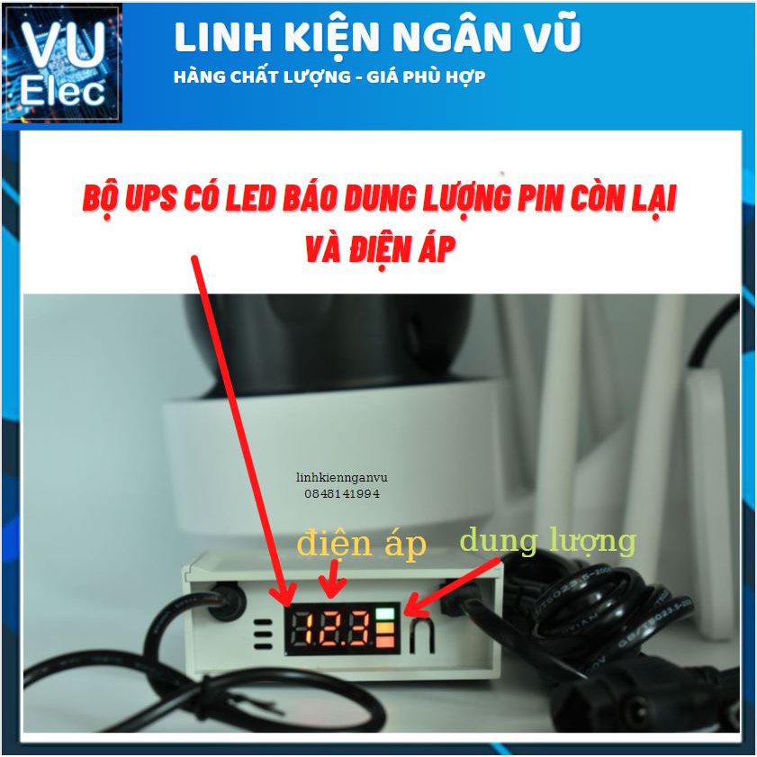 Bộ lưu điện DUNG LƯỢNG CAO 7800mAh Wifi Camera - UPS 12V/9V/ 5V(chạy wifi được 4-12 giờ) kèm Nguồn bảo hành 3 tháng