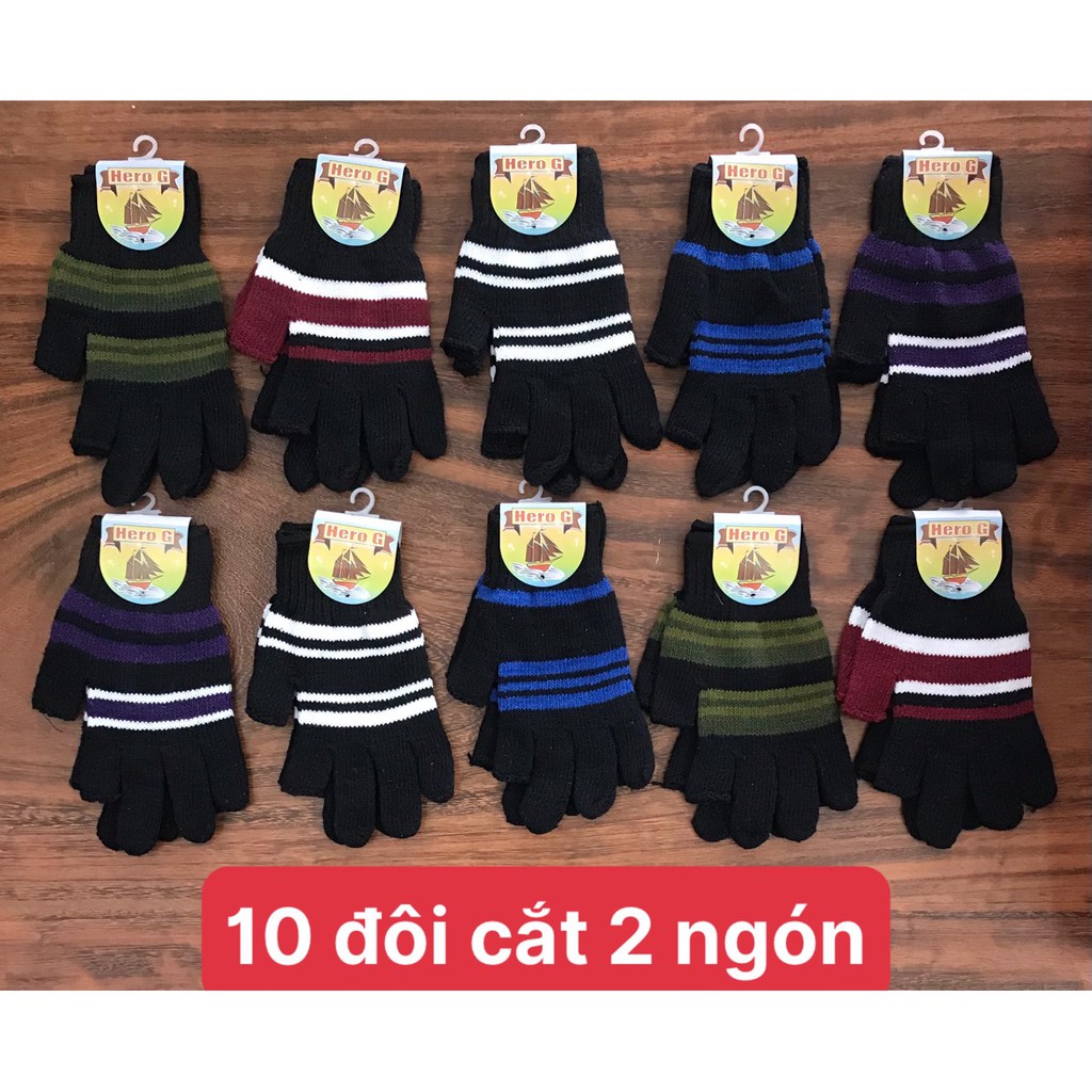 Combo 5 đôi găng tay len nam , không cắt ngón , cắt 2 ngón  , cắt 5 ngón  , thương hiệu CÔNG TY MỸ BẢO , ảnh thật