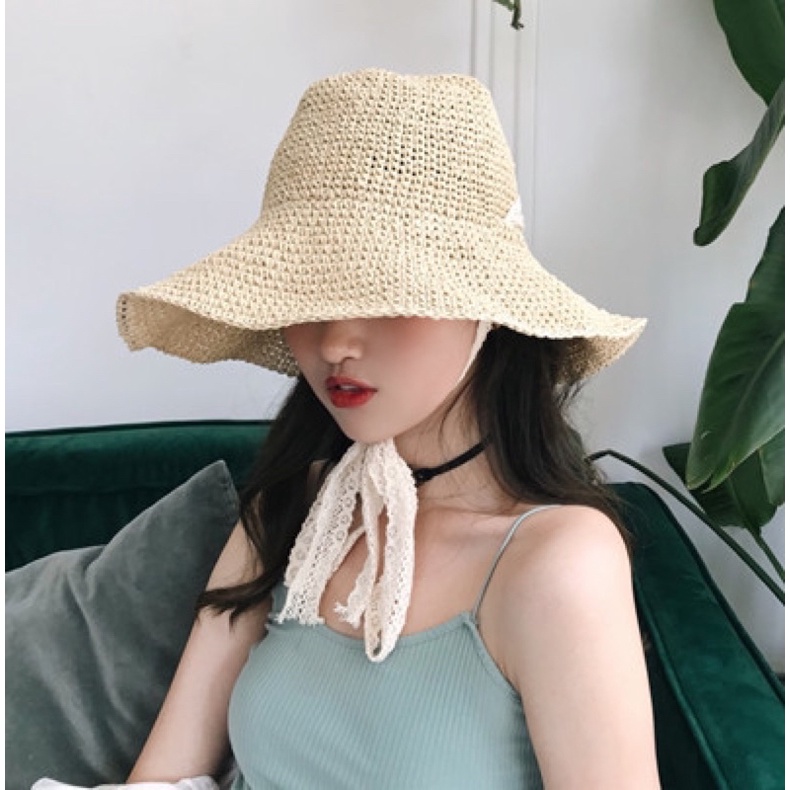 Mũ cói ( nón cói) móc handmade dịu dàng nữ tính nhiều kiểu dáng