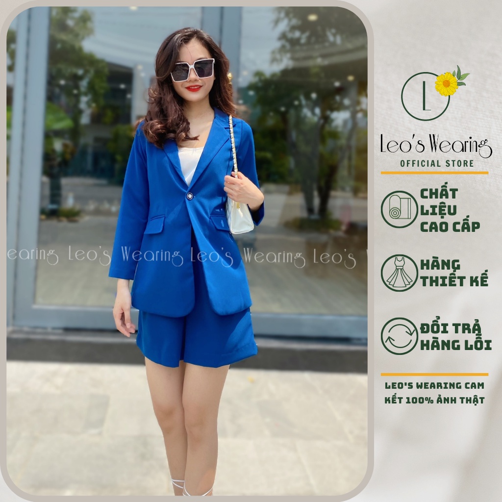 Set áo khoát vest blazer tay dài quần short nữ lưng cao LEOSWEARING Thiết kế thanh lịch mặc văn phòng đi tiệc M41 N19