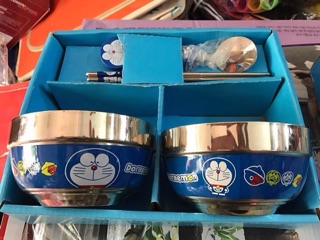 Set bát ăn Hello Kitty - Mèo máy Doremon 