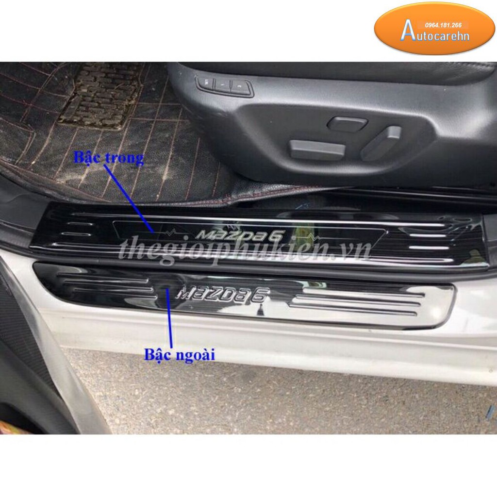 Bộ Ốp bậc cửa, Nẹp bước chân Mazda 6 – Mẫu Titan tặng keo trợ dính