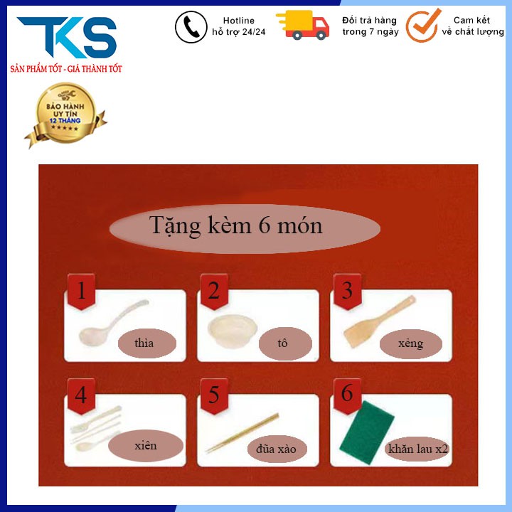 Nồi Lẩu Điện Mini Đa Năng Xào, Hấp, Chiên, Nấu Cơm, Nấu Cháo Tặng Kèm Bộ Dụng Cụ 6 Món
