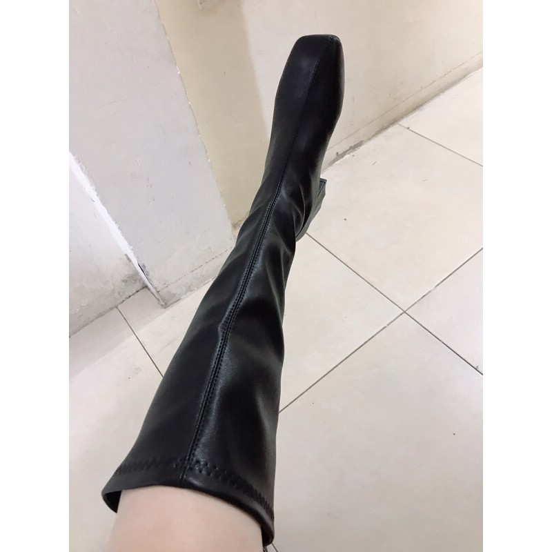 [SẴN] Boots đùi da PU mềm hàng không khóa kéo B028 | BigBuy360 - bigbuy360.vn