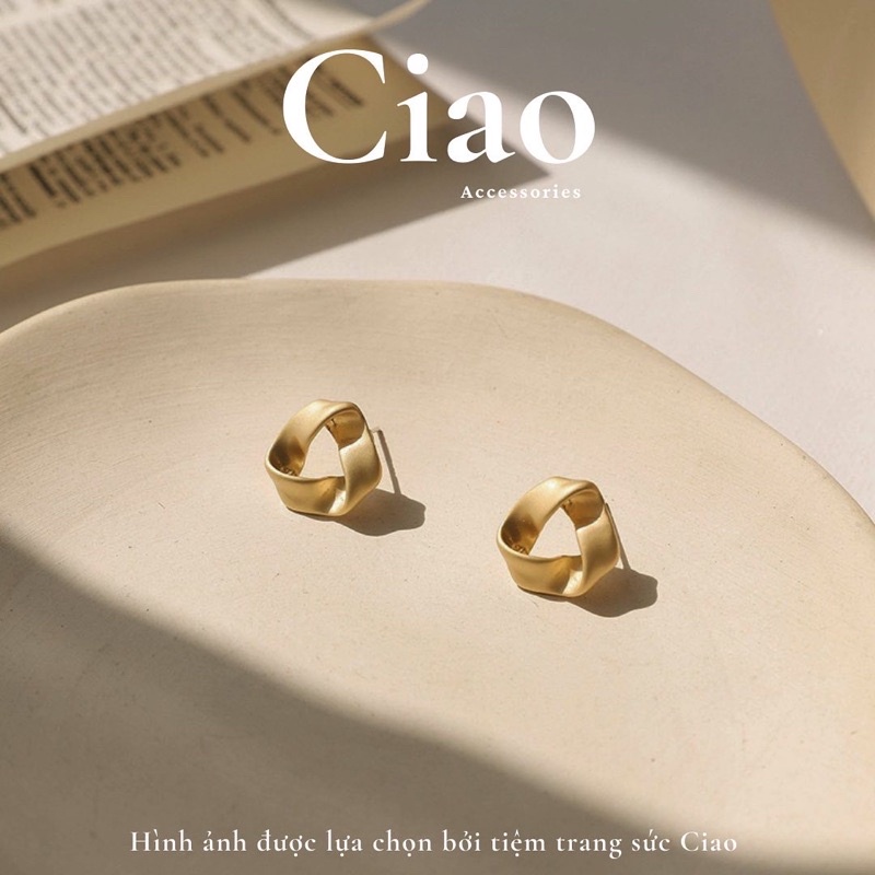 [HOẢ TỐC 1H] Khuyên tai/ Bông tai mạ bạc S925 thiết kế hình xoắn nhỏ đơn giản Retro Ciao