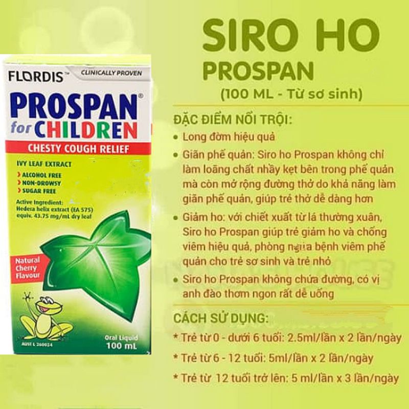 Siro ho thảo dược cao thường xuân 100ml,giảm ho,tiêu đờm cho mẹ và bé Ivy kids,Pro Span