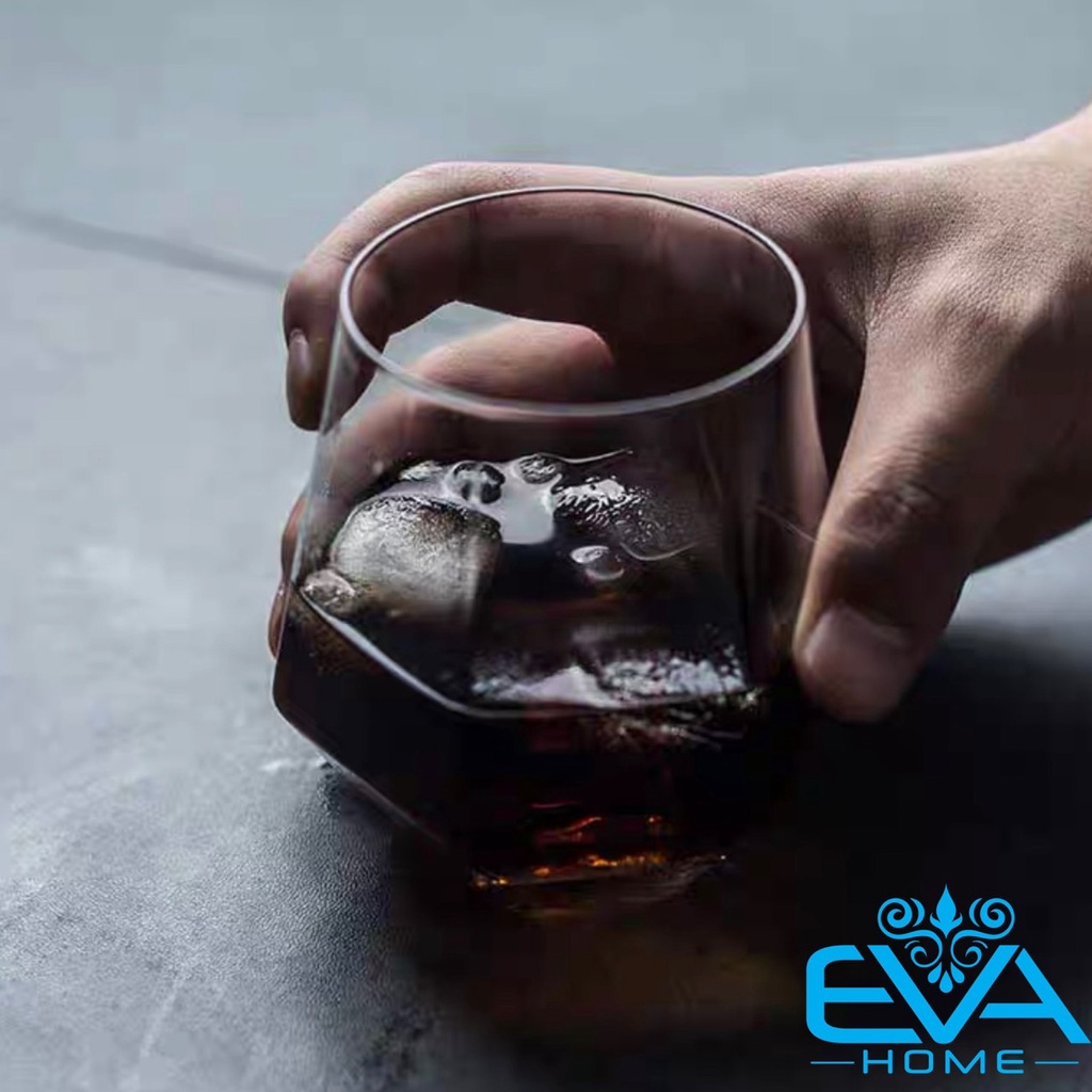 Ly Thuỷ Tinh Kim Cương Lục Giác Chịu Nhiệt Deli 320ML Diamond Shape Wiskey Glass Mugs Deli ES5361-2