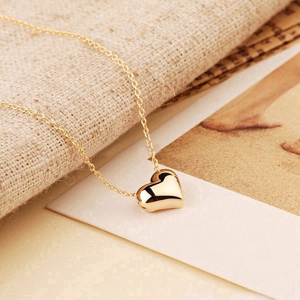 Dây chuyền ngắn mặt hình trái tim mạ vàng đơn giản thời trang phong cách Hàn Quốc thích hợp làm quà tặng bạn gái