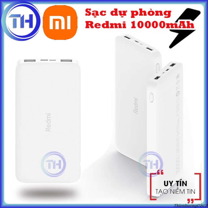 Sạc dự phòng Xiaomi Redmi 10000mAh - Pin dự phòng dung lượng cao 2 đầu ra USB, sạc dự phòng sạc nhanh 2.6A