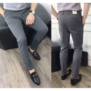 Quần Tây Âu Màu Xám Khói ( Xám Nhạt ) Ống Côn Vải Giản
