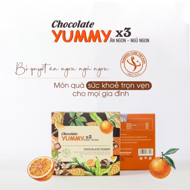 Socola Tăng Cân Yummy X3 Slimming, Kẹo Chocolate Tăng Cân Kích Thích Ăn Ngon Miệng Hấp Thụ Dinh Dưỡng Tốt Hộp 15 Viên